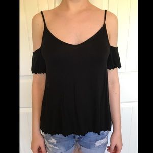 Black Cut Out Shoulder top - American Eagle